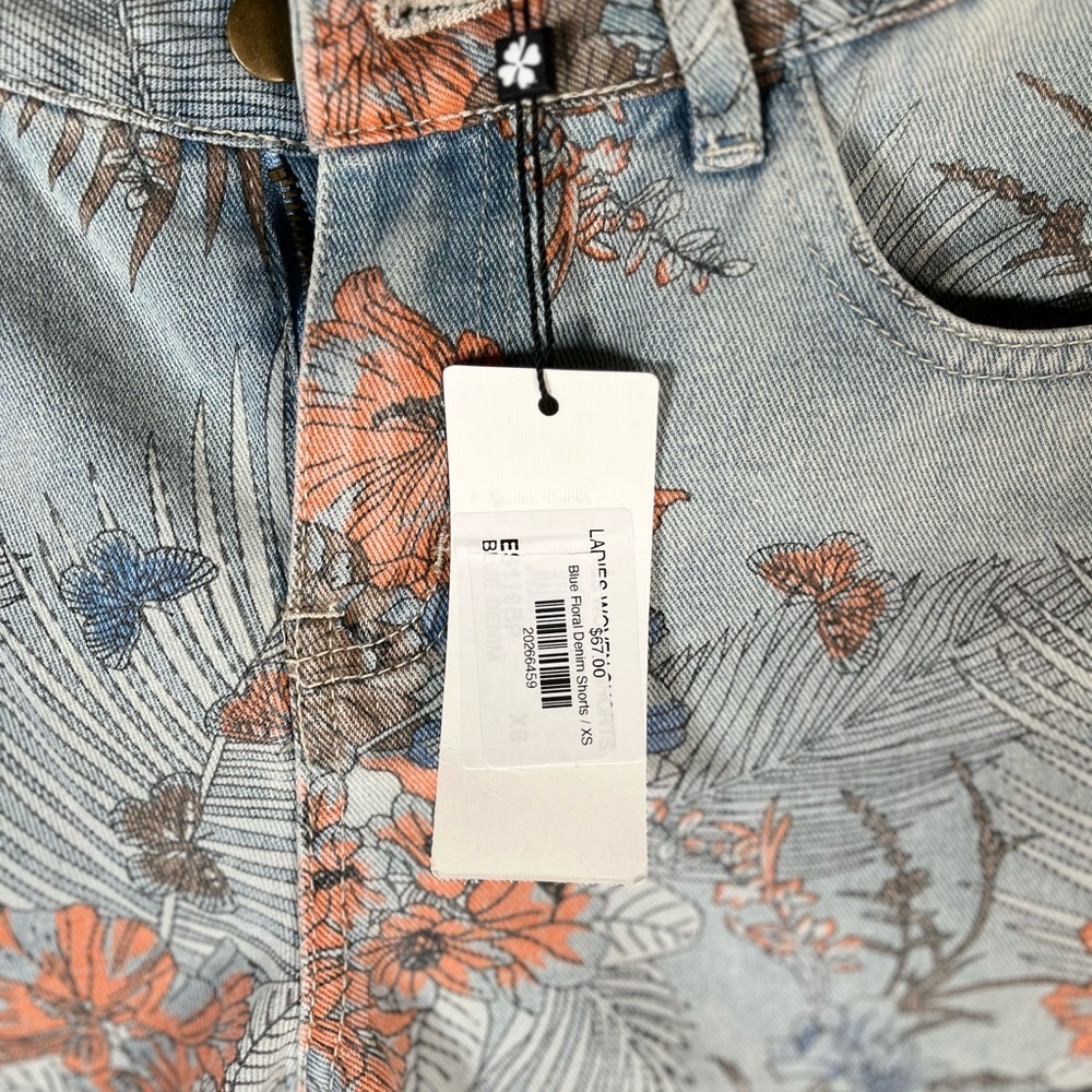 NWT Molly Bracken Floral Jean Shorts - Blue and Orange - Picture 3 of 11